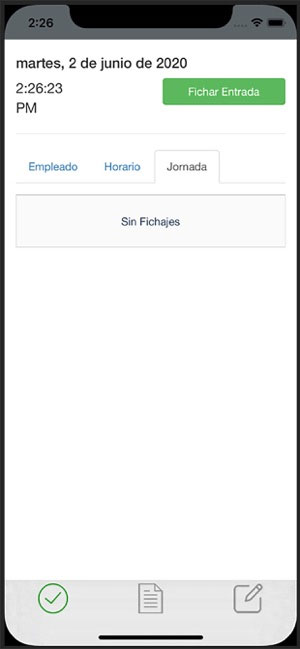 APP Control Horario. Fichar entrada al trabajo