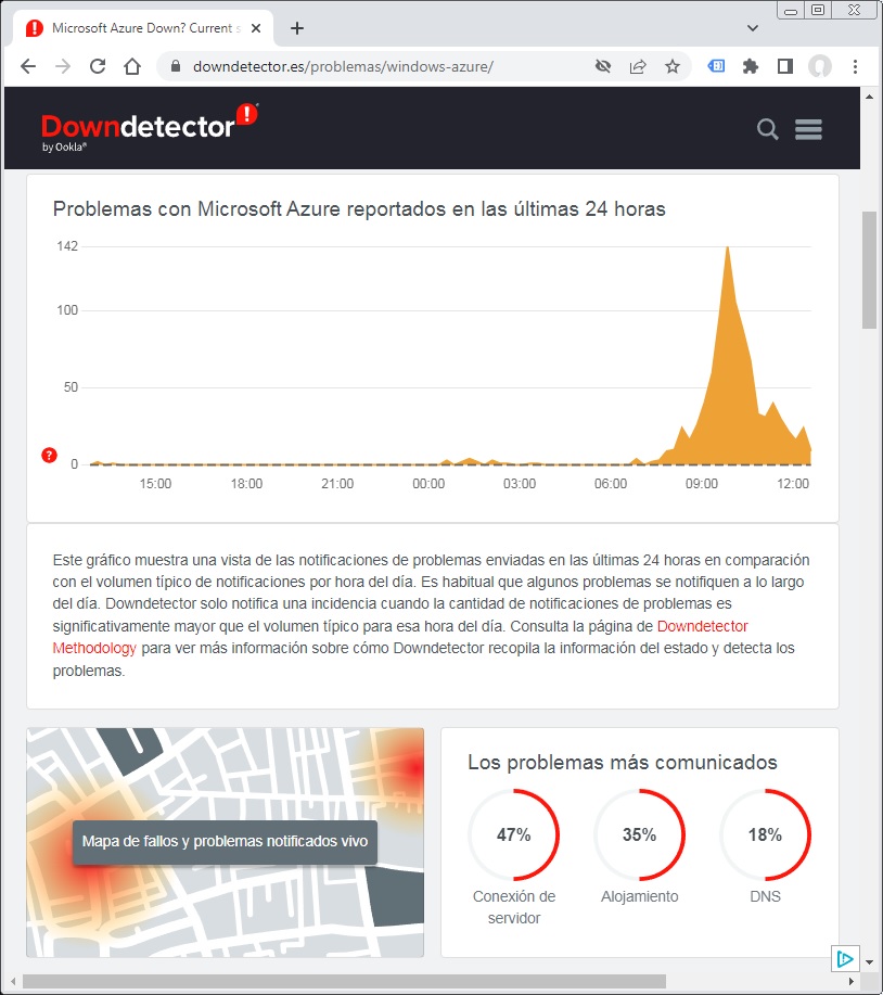 Caída de Microsoft Azure