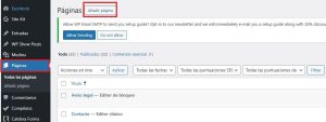 Crear página en WordPress