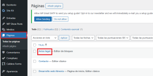 Editar página en WordPress