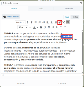 Insertar enlace en Beaver Builder
