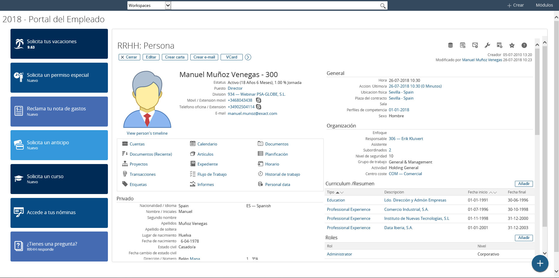 Espera un minuto administración Producto Aplicación Portal del Empleado basada en APP y web