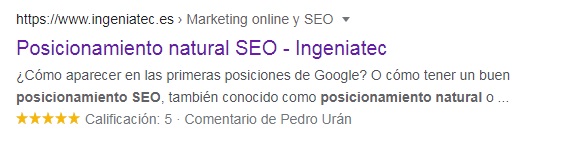 Posicionamiento SEO orgánico